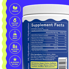 Hi-Lyte K1000 Raspberry Lemon powder dissolving in a glass for an electrolyte drink.
