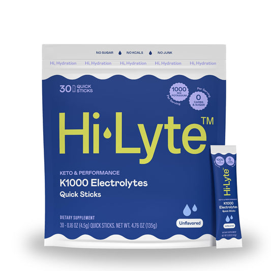 Hi-Lyte K1000 unflavored hydration packets for keto hydration and energy