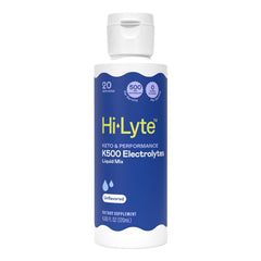 Hi-Lyte K500 electrolyte drops bottle closeup for fast hydration support on the go.