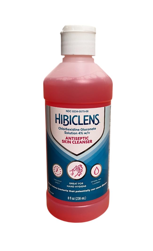 Hibiclens Liquid 8oz 3-pack bottle front view for home use and reliable skin cleansing.