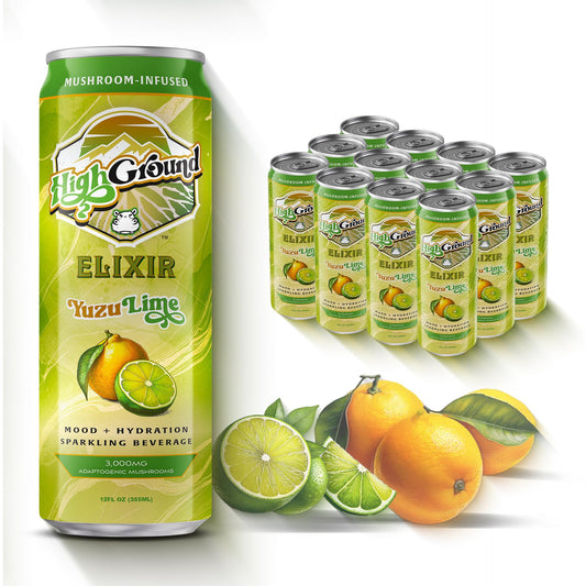 High Ground Elixir can with yuzu lime boosts focus and clarity