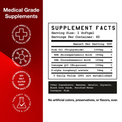 Black opaque softgels protecting ingredient purity and potency.