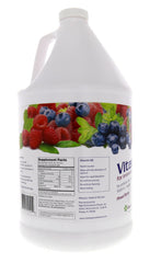 Measurement cup beside bottle shows proper dosing with a meal