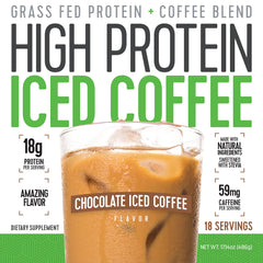 Chilled glass of High Protein Iced Coffee chocolate