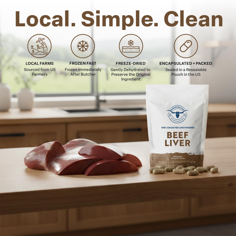 Higher Healths beef liver capsules made in USA with local farms.