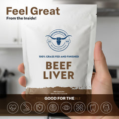 Higher Healths beef liver capsules bottle with no fillers and no artificial additives.