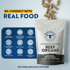 Bottle of Higher Healths beef organs for daily use with meals