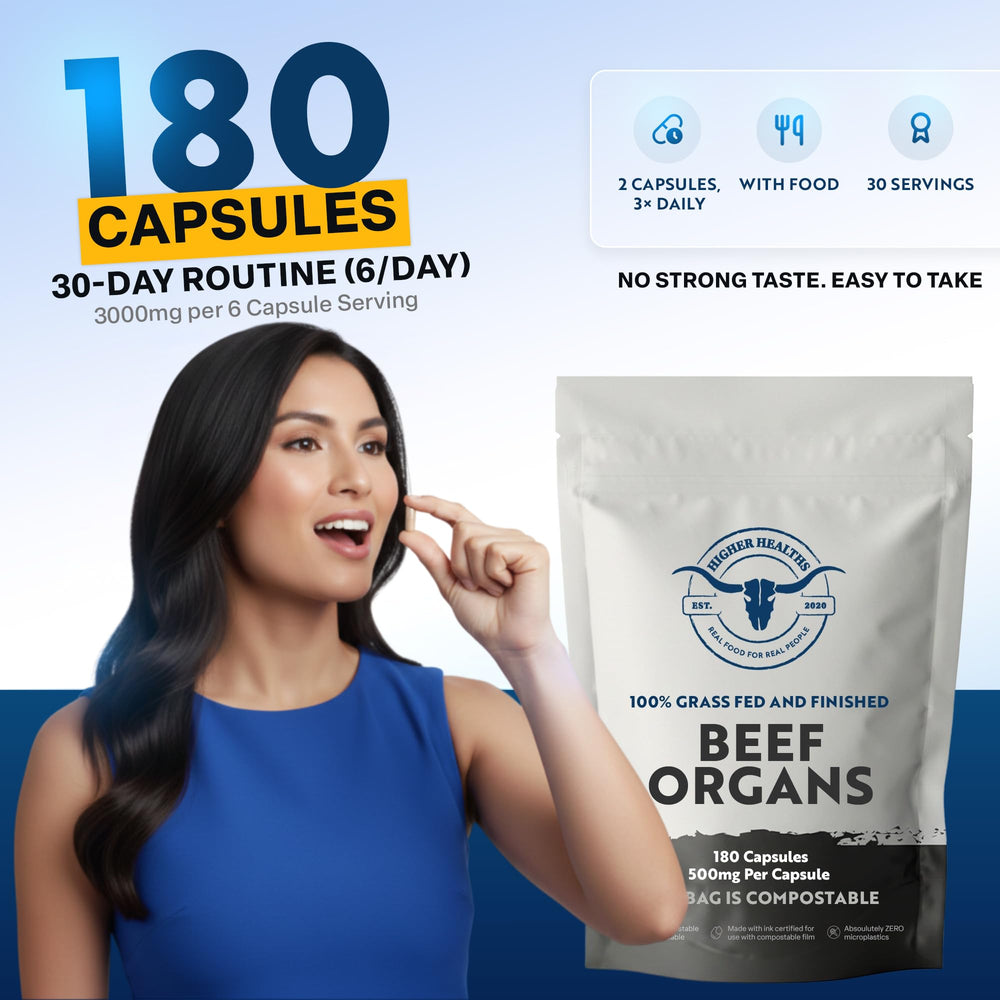 Higher Healths beef organs five-organ blend liver kidney heart pancreas spleen sample