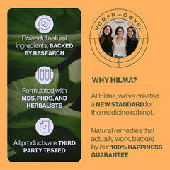 Hilma bottle label with organic ingredients and vegan formula