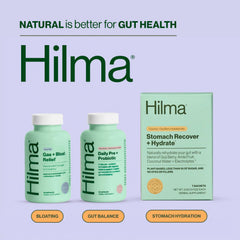 Hilma Pre and Probiotic bottle held for easy daily use