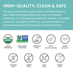 Himalaya Ashwagandha root label close-up emphasizing quality and traceability