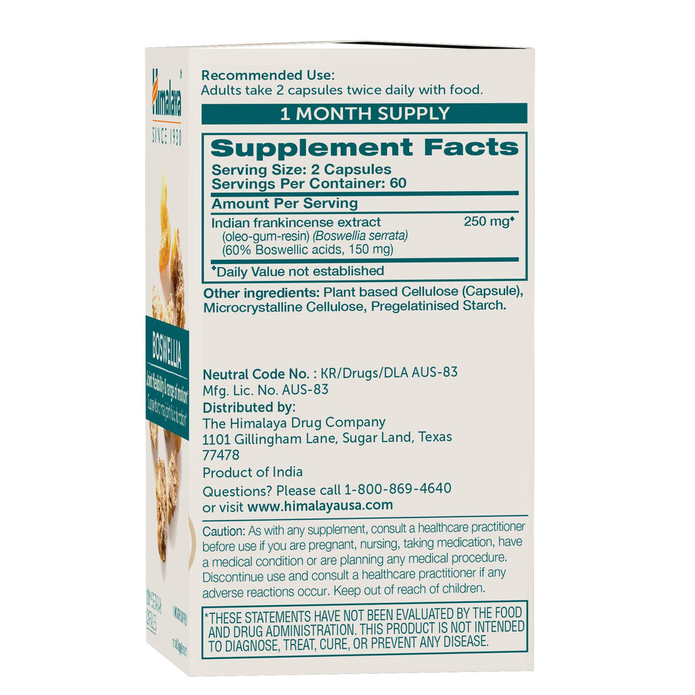 Himalaya Boswellia capsules close-up indicating daily mobility support