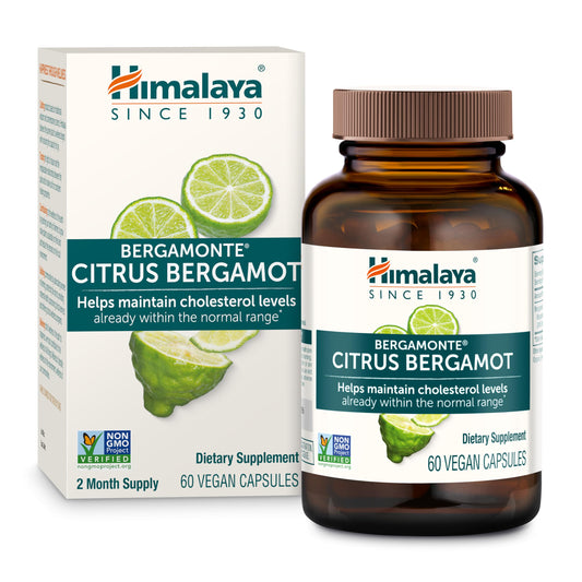 Himalaya Citrus Bergamot capsule close-up, highlighting full-spectrum Bergamonte extract for daily wellness.