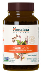 Himalaya HeartCare bottle front promoting daily heart wellness with Ayurvedic herbs.