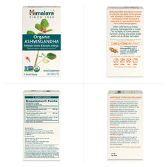 Himalaya Organic Ashwagandha box showing 60 caplets in a two-pack