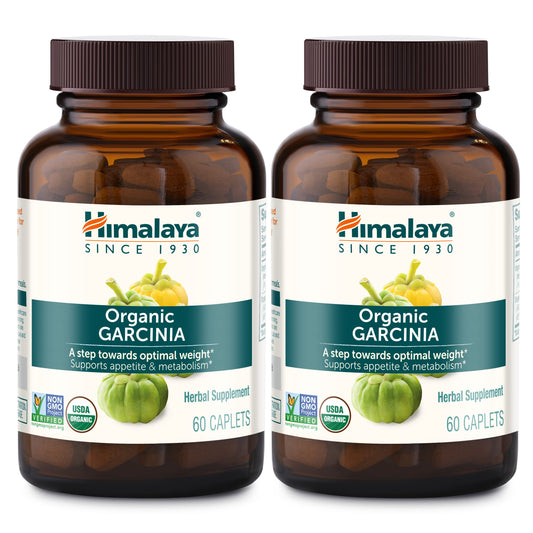 Himalaya Garcinia Cambogia bottle front view with organic seal emphasizing appetite awareness