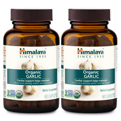Himalaya Organic Garlic caplets bottle front for daily lipid metabolism and immune support