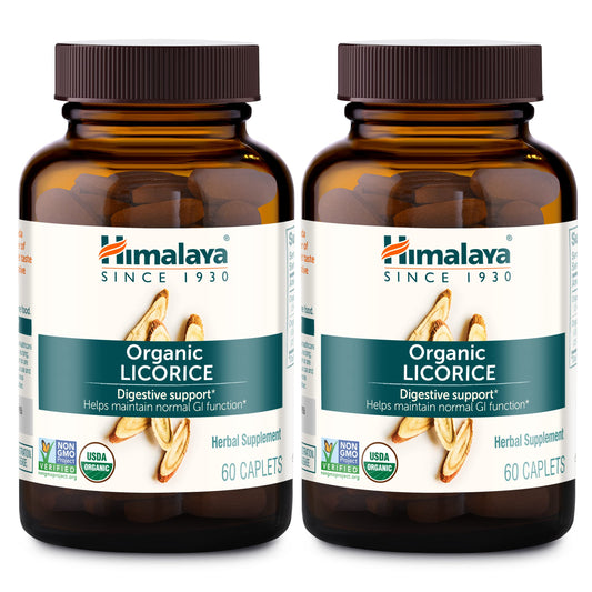 Himalaya Organic Licorice bottle front showing organic badge for trusted digestive support