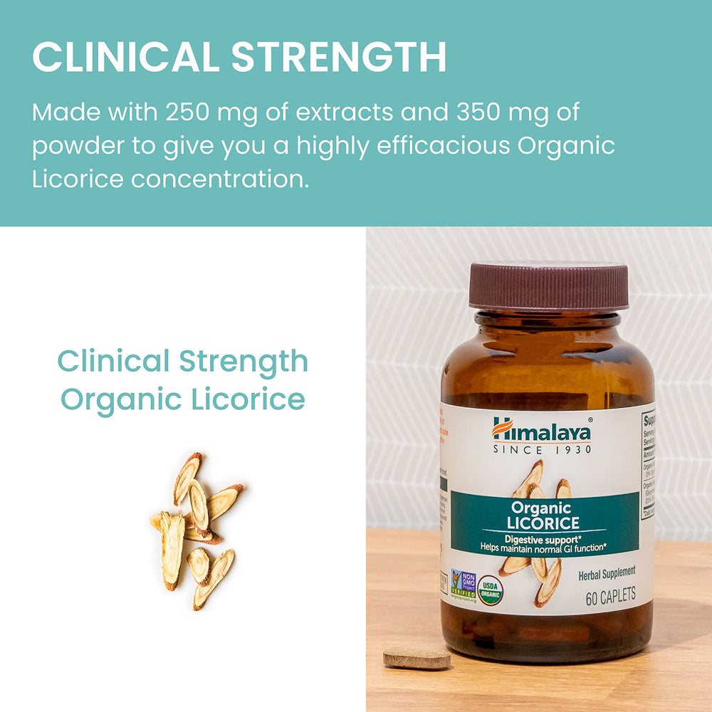 Himalaya Organic Licorice ingredient panel details non-GMO and gluten free