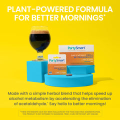 Pouring a PartySmart capsule from the bottle for easy night dosing