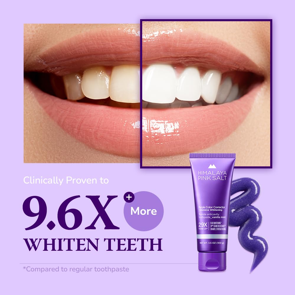 HIMALAYA PINKSALT Purple toothpaste in action during brushing for a brightening effect
