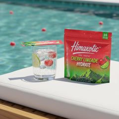 Himaxotic Cherry Limeade Hydrate travel-friendly stick in a carry-on for on the go hydration.