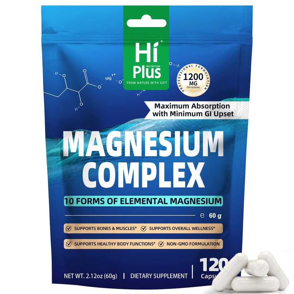 HiPlus Magnesium Complex capsules with 10 forms for daily wellness