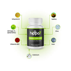 Hippo7 multivitamin softgels with glass of water for easy daily swallow.