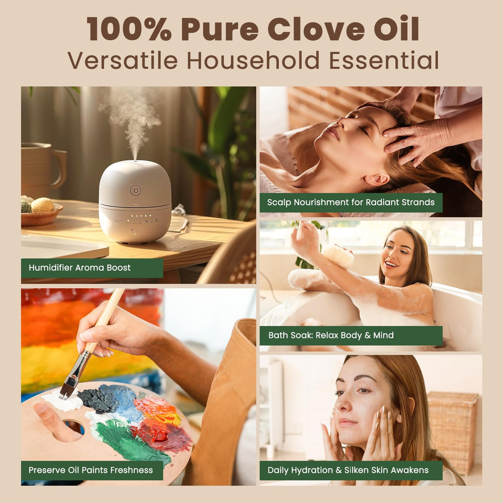 HIQILI clove oil for household cleaning and air freshening tasks.