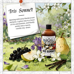 Close up of HIQILI Iris Sonnet oil ready for diffuser ambience.