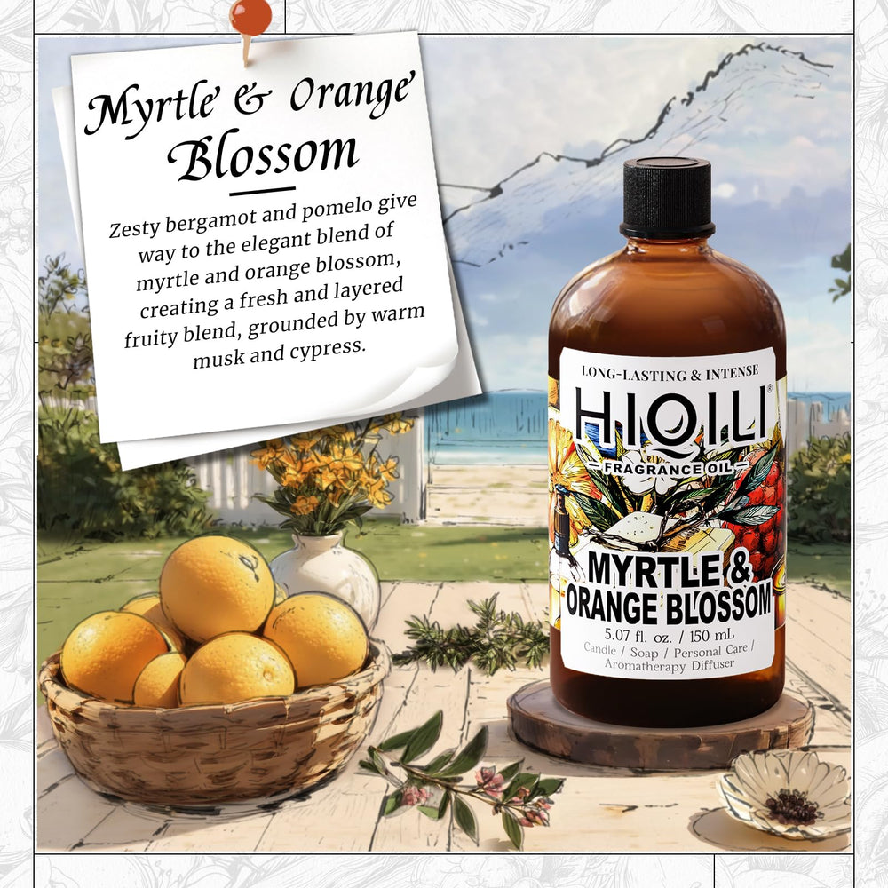 Close-up of HIQILI label highlighting citrus floral notes for candles and soaps
