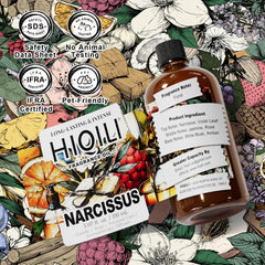 HIQILI Narcissus fragrance oil packaging highlighting quality and storage