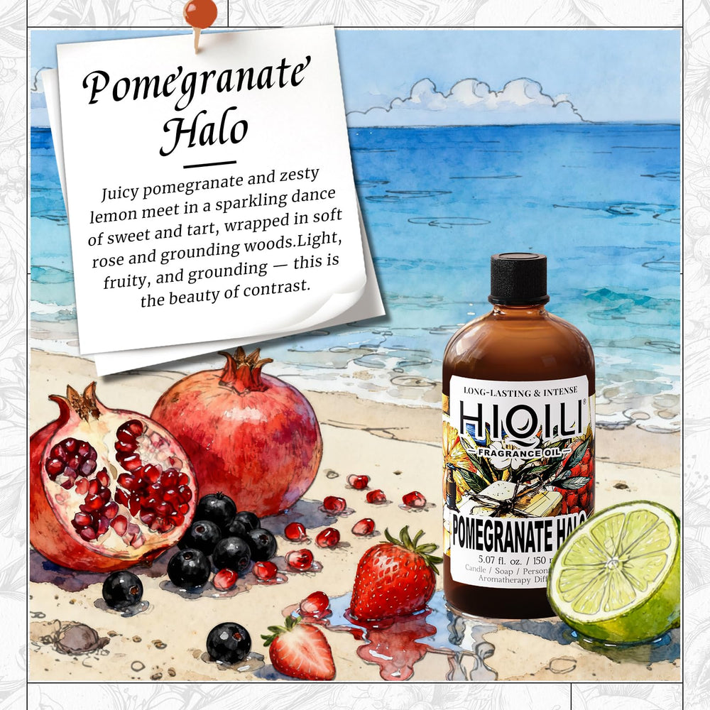 HIQILI Pomegranate Halo fragrance oil dropper for precise dosage in sprays and soaps