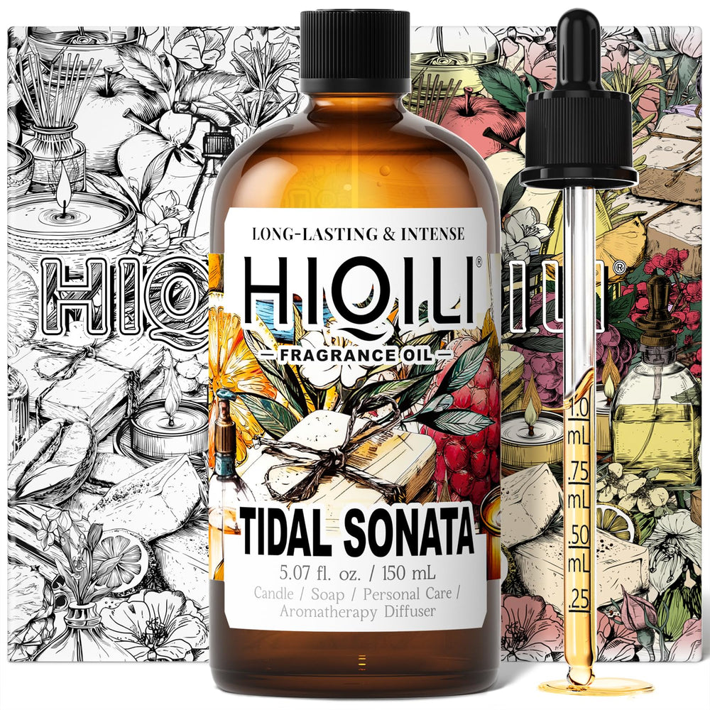HIQILI Tidal Sonata diffuser bottle in a bright room for a fresh ocean scent.