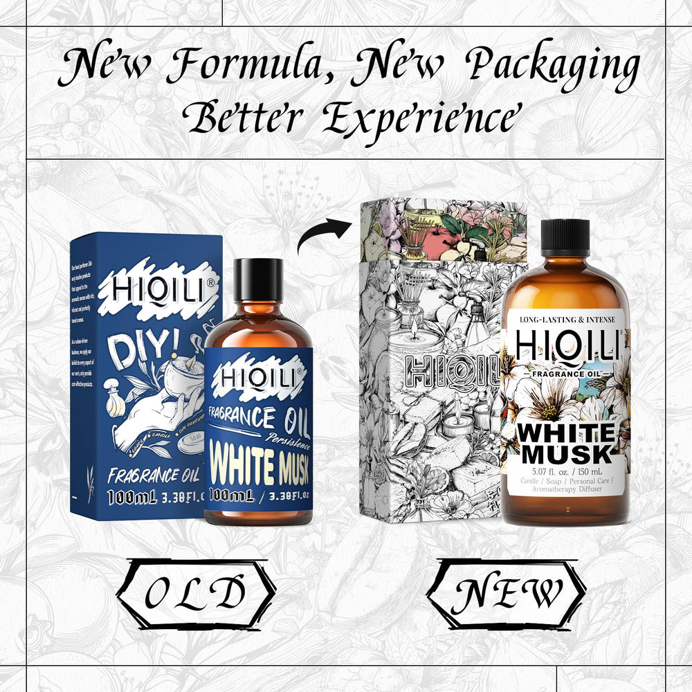 HIQILI White Musk fragrance oil for soap and candle making, delivering lasting scent.