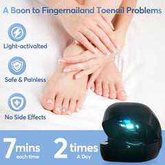 HITDER led therapy nail close up showing dual wavelength action for care