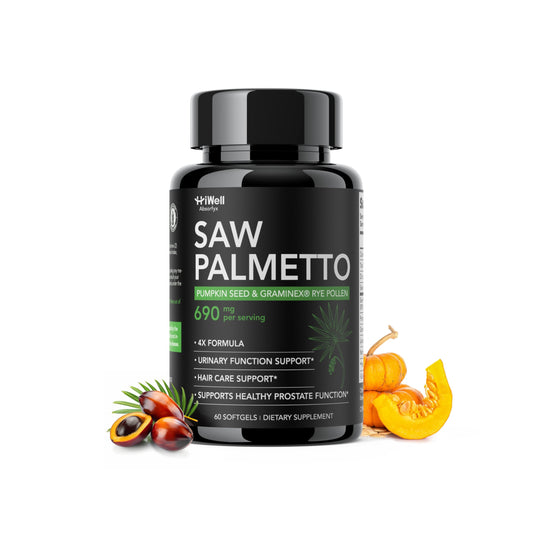 HiWell Absorfyx softgel bottle displaying saw palmetto for urinary support