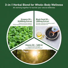 HiWell oregano oil softgels close-up ready for daily wellness.
