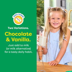 HIYA Kids Greens Powder Sticks No-Sugar Vanilla flavor blends into milk smoothly