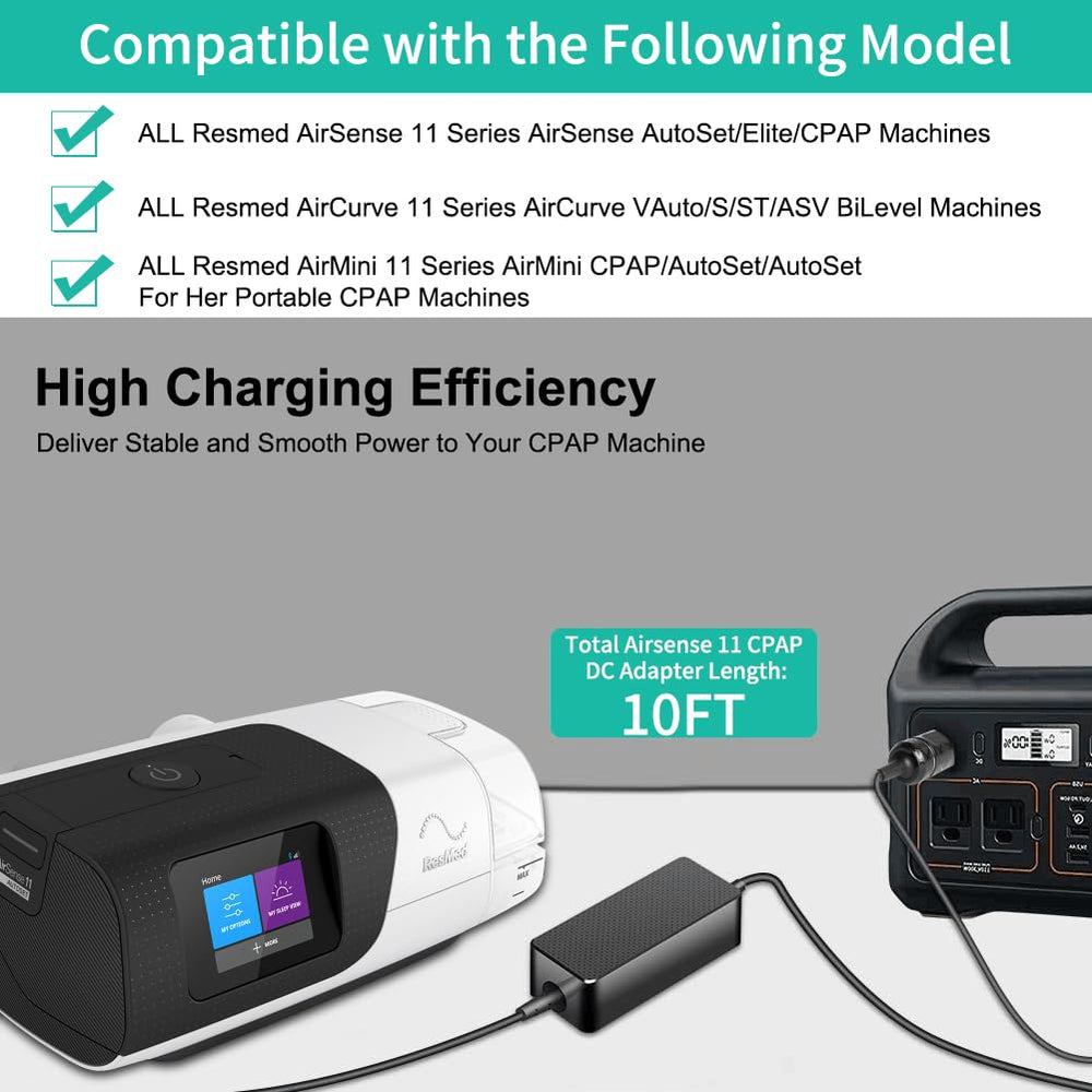 HKY AirSense 11 car charger ready for on-the-go CPAP power.
