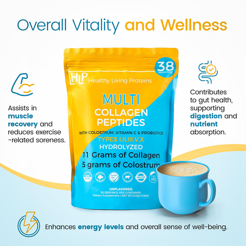 HLP Collagen Probiotics Blend swirls into a drink for daily nourishment.