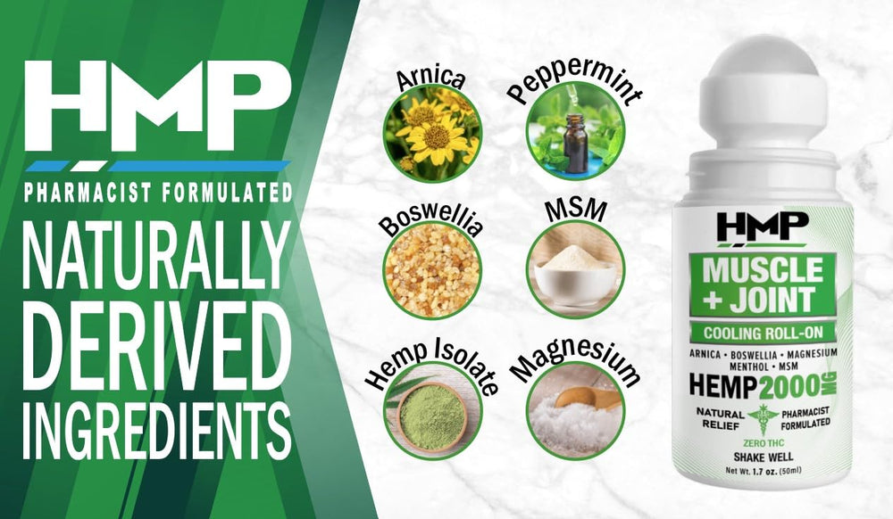 HMP Brands hemp extract 2000mg included in a convenient roll-on