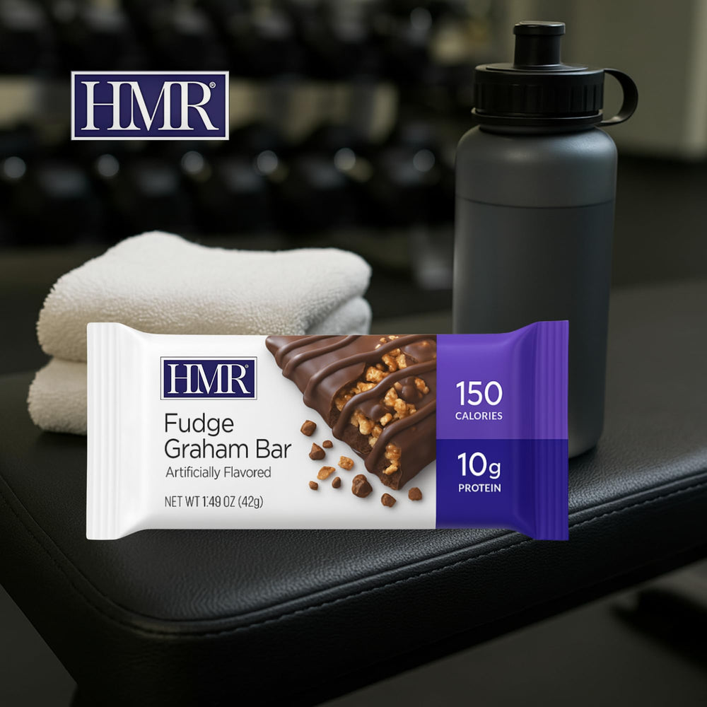 HMR Fudge Graham Protein Bar snack platter image suggests sharing option