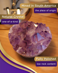 HoHpHq amethyst polished crystal close-up showcases natural brilliance for display