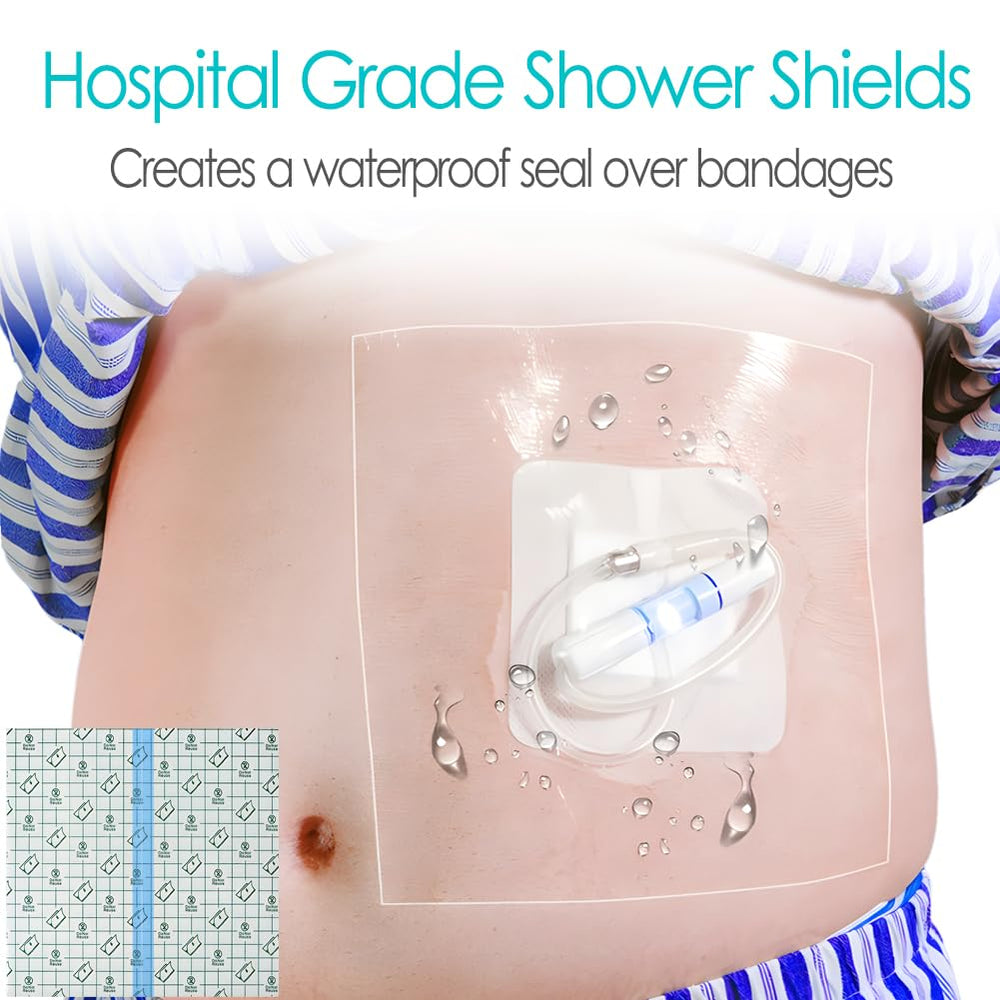 Hola Health port protection shower cover keeps a dialysis port dry while showering.