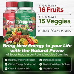 Holistic Choice Real ingredients stamp on gummies showcases fruit and vegetable extracts