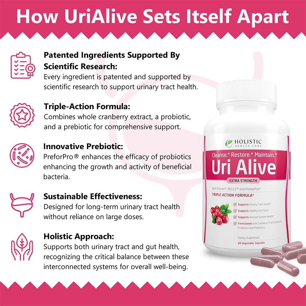 Uri Alive product with prebiotics and probiotics supports balanced microbes and daily wellbeing.