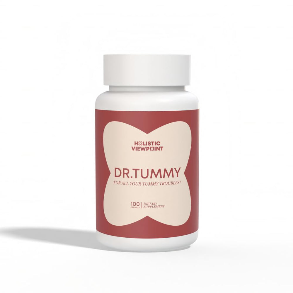 Holistic Viewpoint Dr. Tummy bottle pour supports digestion after meals.