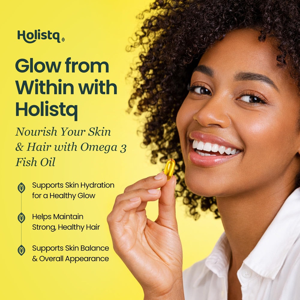 HOLISTQ omega-3-6-9 softgels provide balanced daily fats.