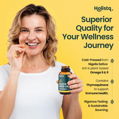 HOLISTQ omega-3-6-9 nutrition panel image highlights essential fatty acids for joint and heart health